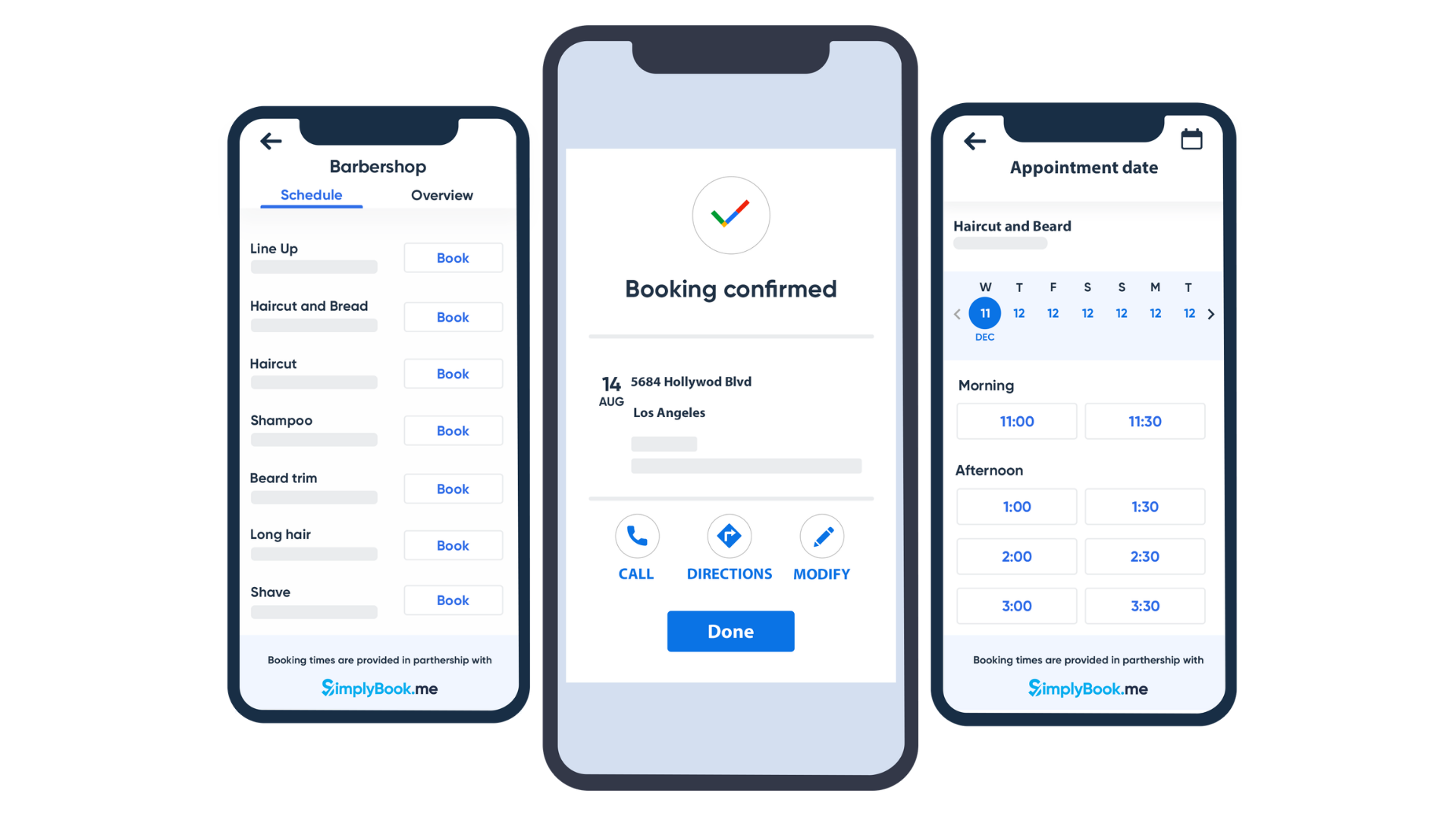 Interface de réservation en ligne - exemple application mobile